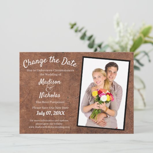 Save The Date Modifier la date Mariage photo - Parchemin Brown f (Debout devant)