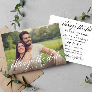 Save The Date Modifier la date Moderne Calligraphie Mariage phot