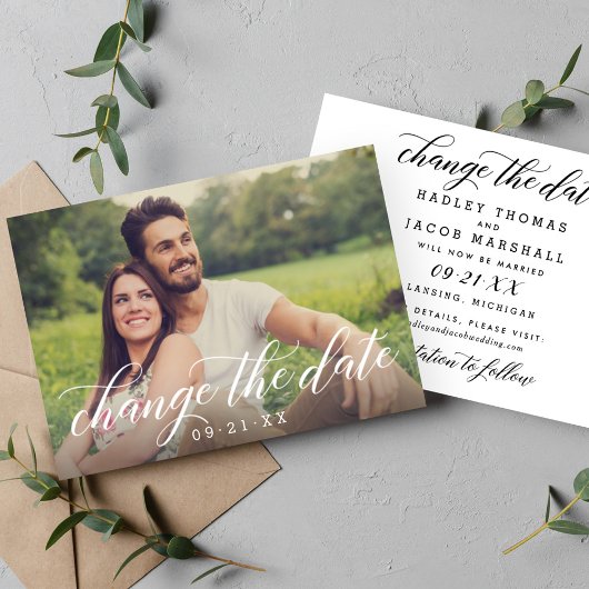 Save The Date Modifier la date Moderne Calligraphie Mariage phot
