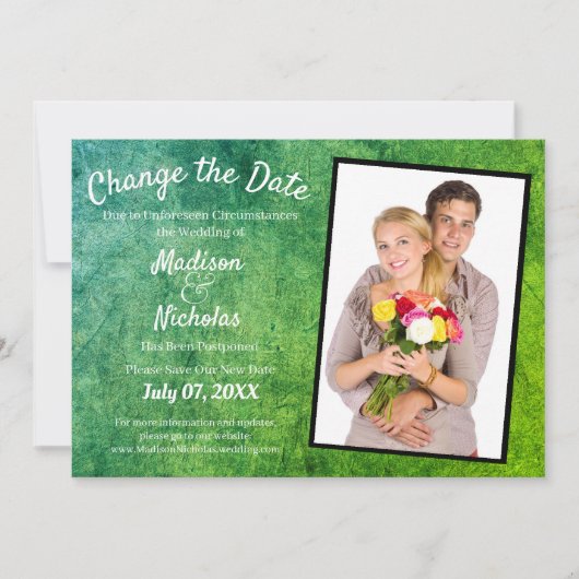 Save The Date Modifier la date Photo Mariage Med Green Parchment (Devant)
