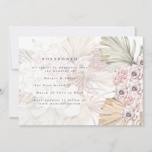 Save The Date Modifier La Date Photo Pampas Reportée La Date (Devant)