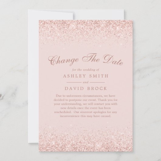 Save The Date Modifier La Date Rose Gold Confetti Blush Pink (Devant)
