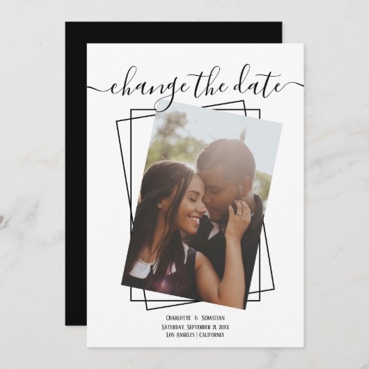 Save The Date Modifier La Date Typographie Photo Mariage Card (Devant / Derrière)
