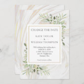 Save The Date Modifier la date Verdure Feuille marbre Swirl (Devant / Derrière)