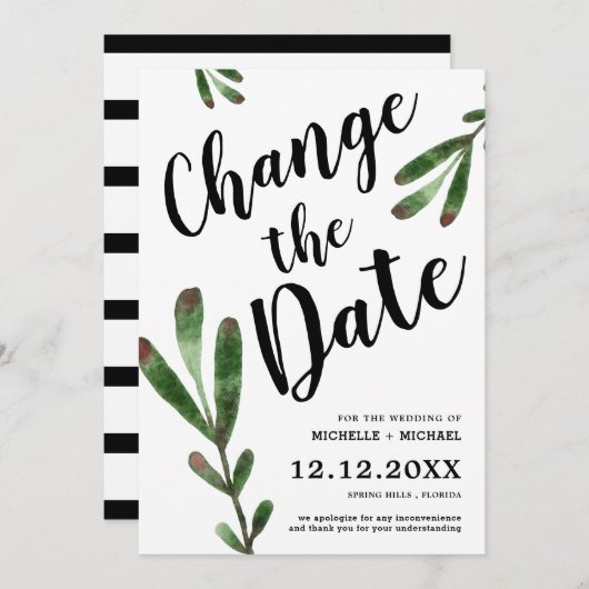 Save The Date Modifier Le Report Mariage Date (Devant / Derrière)