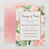 Save The Date Modifier les plans Mariage Aquarelle or Floral ros (Devant / Derrière)