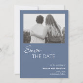 Save The Date Moins Dusty Blue Photo Mariage moderne (Devant)