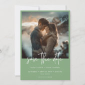 Save The Date Moins Dusty Sage Vert Mariage photo moderne (Devant)