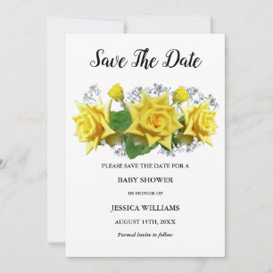 Save The Date "Mon bébé" Roses Jaunes Baby shower Floral