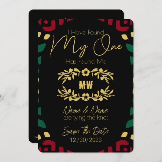 Save The Date MON Mariage Tribal Africain M'A Trouvé (Devant / Derrière)