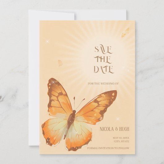 Save The Date Monarque papillon d'aquarelle mariage Enregistrer  (Devant)