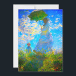 Save The Date Monet Woman avec un parasol<br><div class="desc">Un portrait de famille sauve la carte datant de l’épouse de Claude Monet,  Camille,  tenant un parasol,  et leur fils Jean,  se promenant dans un champ vert vif soufflé par le vent pendant une journée d’été. Un grand cadeau Monet pour les amateurs d'impressionnisme et d'art français.</div>