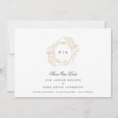 Save The Date Monogram Crest classique Mariage élégant (Devant)