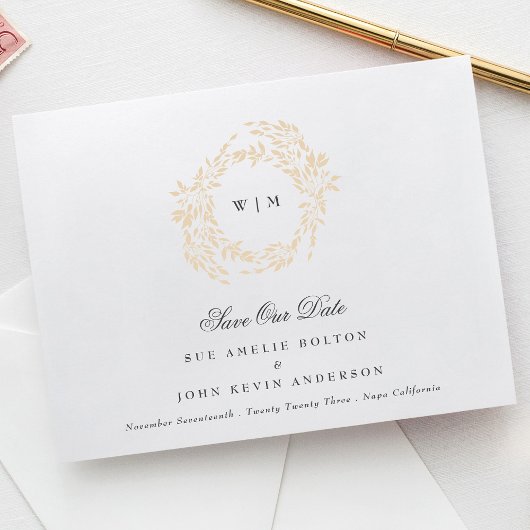 Save The Date Monogram Crest classique Mariage élégant