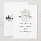 Save The Date Monogram Crest Mariage Lakeside (Devant / Derrière)