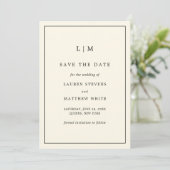Save The Date Monogramme à crème simple Mariage élégant (Debout devant)