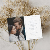 Save The Date Monogramme classique Dusty Blue Mariage Photo