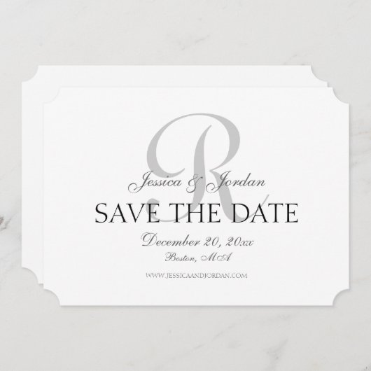 Save The Date Monogramme classique Enregistrer la date de l'anno (Devant / Derrière)