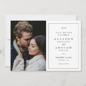 Save The Date Monogramme classique Photo Mariage noir et blanc (Devant)