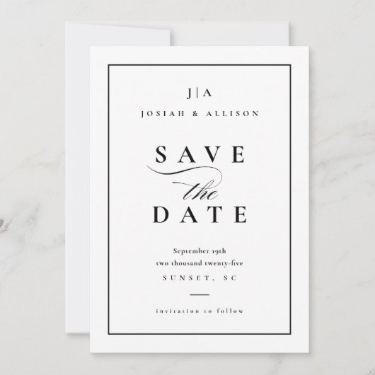 Save The Date Monogramme classique QR Code Mariage photo (Devant)