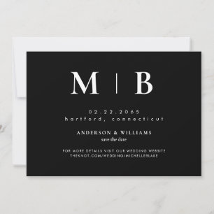 Save The Date Monogramme contemporain simple Noir