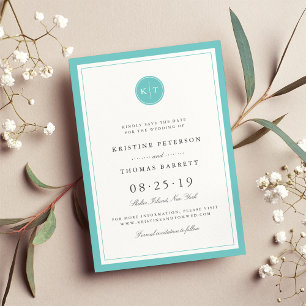 Save The Date Monogramme couleur personnalisé Enregistrer la car