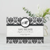 Save The Date Monogramme Damas noir et blanc Enregistrer la cart (Debout devant)