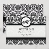Save The Date Monogramme Damas noir et blanc Enregistrer la cart (Devant / Derrière)