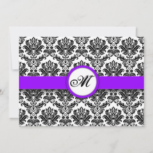 Save The Date Monogramme Damas noir et violet Enregistrer la dat (Dos)