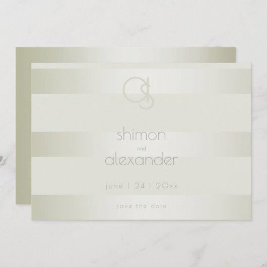 Save the date | Monogramme de bande de mousse pâle (Devant / Derrière)