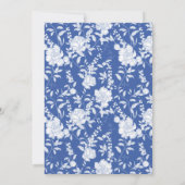 Save The Date Monogramme de blason Delft Bleu Floral Script (Dos)