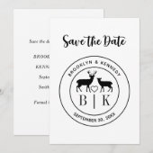 Save The Date Monogramme de cerf rustique couple de mariage nom  (Devant / Derrière)