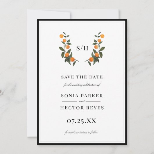 Save The Date Monogramme de citron vert (Devant)