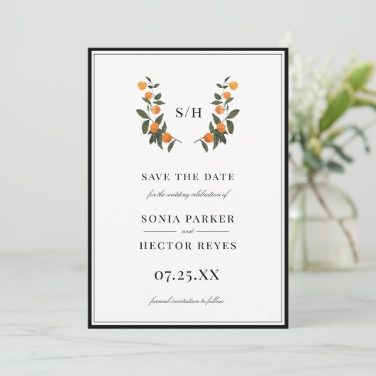 Save The Date Monogramme de citron vert (Debout devant)