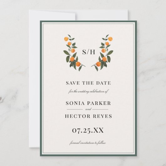 Save The Date Monogramme de citron vert (Devant)