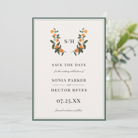 Save The Date Monogramme de citron vert (Debout devant)
