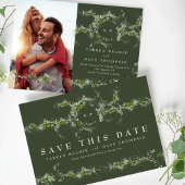 Save The Date Monogramme de couronne d'eucalyptus vert Photo Mar