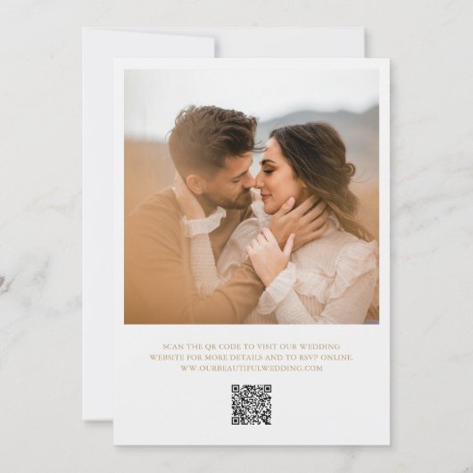 Save The Date Monogramme de couronne d'or Code QR Mariage élégan (Dos)