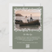 Save The Date Monogramme de couronne Sage Vert Élégant Photo enc (Dos)