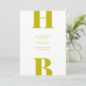 Save The Date Monogramme de mariage à la typographie Chartreuse  (Debout devant)