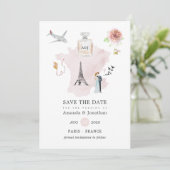 Save The Date Monogramme de mariage à thème Paris aquarelle (Debout devant)