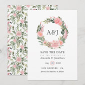 Save The Date Monogramme de Mariage de Flamant rose rose tropica (Devant / Derrière)