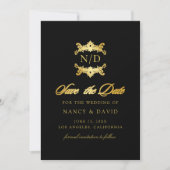 Save The Date Monogramme de mariage en typographie script Or et (Devant)