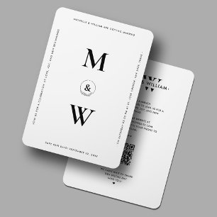 Save The Date Monogramme de mariage minimaliste blanc moderne