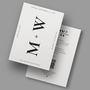 Save The Date Monogramme de mariage minimaliste propre blanc mod