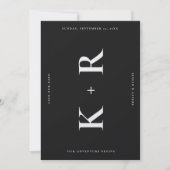 Save The Date Monogramme de mariage moderne simple noir (Devant)