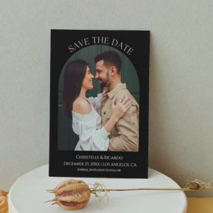 Save The Date Monogramme de Mariage noir moderne Enregistrer la