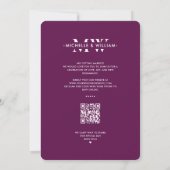 Save The Date Monogramme de mariage simple moderne luxe violet (Dos)