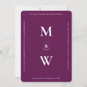 Save The Date Monogramme de mariage simple moderne luxe violet (Devant)