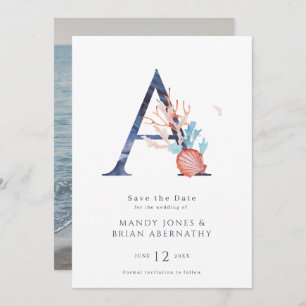 Save The Date Monogramme de mariage sur la plage - Photo Enregis